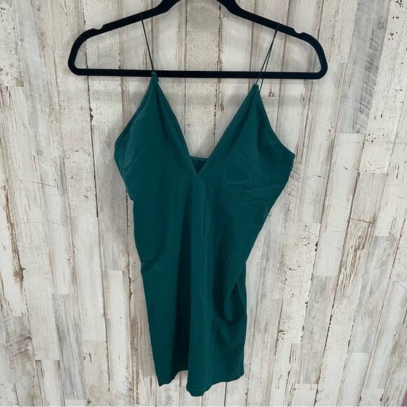 Intimately Free People Blue Green Bodycon Mini Plunge Dress Skinny Strap - Picture 1 of 6